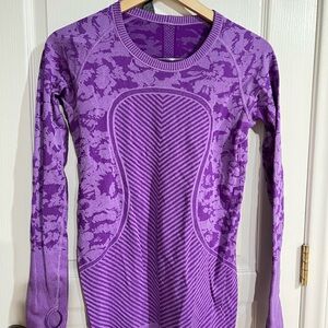 Lululemon Athletica Purple Fitted Ribbed Long Sleeve Top